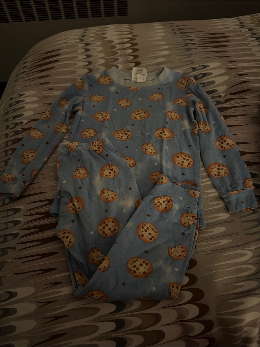Kids Blue Cookie-Print Long Sleeve Pajama Set